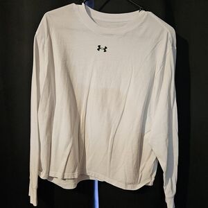 Under Armour Women’s White Long-Sleeve Logo Shirt Crop